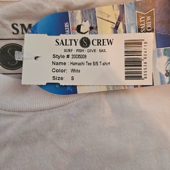 NWT! Salty Crew "Chasing Tail" Hamachi soft white t-shirt - size Small - Picture 4 of 4